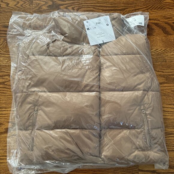 Alo Yoga Womens Jacket Gold Rush Puffer Full Zip Tall Collar M Toasted Almond - Picture 2 of 8